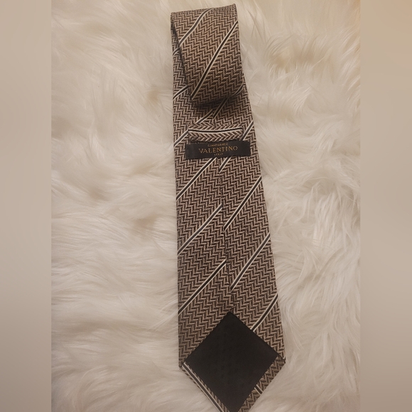 Men's Gianfranco Valentino Necktie Brown & Black 100% Silk Italy Made Hand Finis - Picture 6 of 9